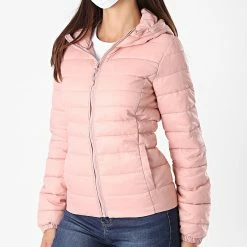 Promos Only Boutique 36 Promo 🛒 Doudoune Capuche Femme Tahoe Rose de Only ✨
