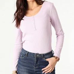 Meilleur prix 🔥 Top Femme Manches Longues Simple Life Mauve de Only 😀