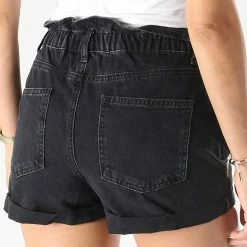 Meilleure vente 😉 Short Jean Slim Femme Cuba Life Paperbag Noir de Only 🤩 -Promos Only Boutique only 271010 15200196 BLACK DENIM NOOSSS21 20210625T124041 04