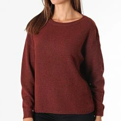 Remise 🎁 Pull Femme Prime Bordeaux Chiné de Only 👍