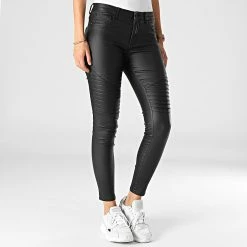 Nouveau 🌟 Pantalon Simili Cuir Skinny Femme New Royal Biker Noir de Only ✨ -Promos Only Boutique only 282689 15121410 BLACK 20210916T155544 03