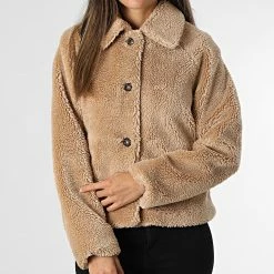 Bon marché 🛒 Veste Fourrure Polaire Femme Emily Brun de Only 👍