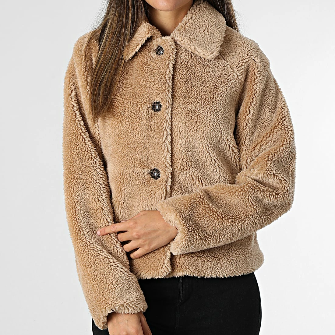 Bon marché 🛒 Veste Fourrure Polaire Femme Emily Brun de Only 👍 1 Bon marché 🛒 Veste Fourrure Polaire Femme Emily Brun de Only 👍