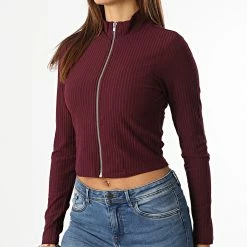 Budget 🔥 Gilet Zippé Femme Nella Bordeaux de Only 🤩 -Promos Only Boutique only 283956 15237788 WINETASTING 20210917T155520 01