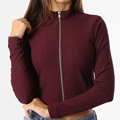 Budget 🔥 Gilet Zippé Femme Nella Bordeaux de Only 🤩