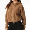 Meilleur prix 🎉 Sweat Crop Zippé Femme A Capuche Amara Camel de Only 😍