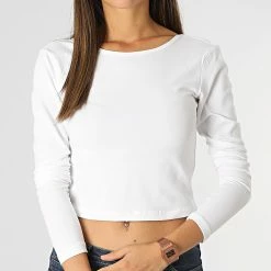 Promo ✨ Top Crop Manches Longues Femme Pure Life Blanc de Only 🤩