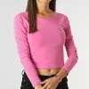 Budget 💯 Top Crop Manches Longues Femme Pure Life Rose de Only ❤️