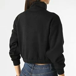 De gros 🎁 Sweat Col Zippé Femme Crop Gwen Noir de Only ✔️ -Promos Only Boutique only 288099 15237752 BLACK 20211014T155619 04