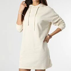 Meilleure affaire ✨ Robe Sweat Capuche Femme Dreamer Life Beige de Only 🎁