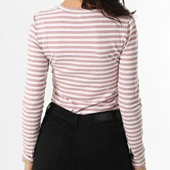 Remise ✨ Tee 👚 Shirt Manches Longues Femme Fransiska Rose Blanc de Only ✨ -Promos Only Boutique only 295863 15244118 WOODROSE CLOUD DANC 20220114T151009 04