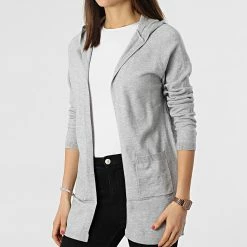 Sortie 🌟 Gilet Capuche Femme Lely Gris Chiné de Only 🥰 -Promos Only Boutique only 299191 15253003 LIGHT GREY MELANGE 20220131T155605 03
