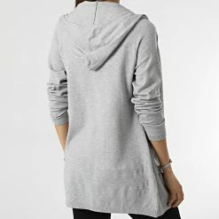 Sortie 🌟 Gilet Capuche Femme Lely Gris Chiné de Only 🥰 -Promos Only Boutique only 299191 15253003 LIGHT GREY MELANGE 20220131T155606 04