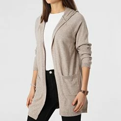 Grosses soldes 🛒 Gilet Capuche Femme Lely Marron de Only 🛒 -Promos Only Boutique only 299194 15253003 BEIGE W MELANGE 20220131T155545 03