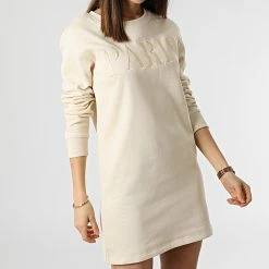 Meilleure affaire 🤩 Robe Sweat Crewneck Femme Paris Beige de Only 🛒