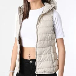 Les meilleures critiques de ⌛ Doudoune Capuche Sans Manches Femme New Tahoe Beige de Only 💯