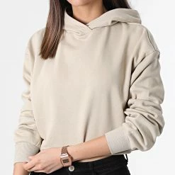Offres 👏 Sweat Capuche Femme Crop Every Beige de Only 👏