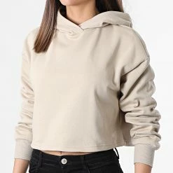 Offres 👏 Sweat Capuche Femme Crop Every Beige de Only 👏 -Promos Only Boutique only 303585 15250307 PURE CASHMERE 20220224T161520 03