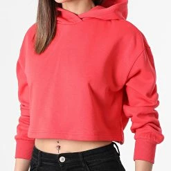Bon marché 😀 Sweat Capuche Femme Crop Every Rouge de Only 🧨 -Promos Only Boutique only 303589 15250307 POPPY RED 20220224T161245 03