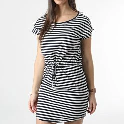 Le moins cher ⌛ Robe Femme May Bleu Marine Blanc de Only 🌟