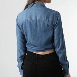 Nouveau 🥰 Chemise Manches Longues Femme Jasper Bleu Denim de Only 🧨 -Promos Only Boutique only 305453 15252957 MEDIUM BLUE DENIM 20220310T152054 04