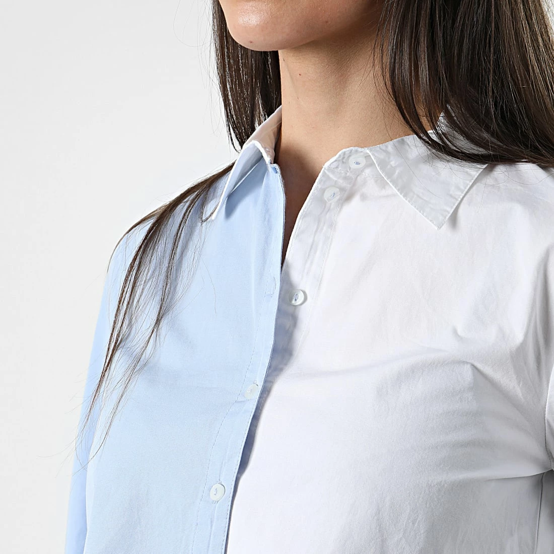 Bon marché 🔥 Chemise Manches Longues Femme Crop Viola Blanc Bleu de Only ✨ 2 Bon marché 🔥 Chemise Manches Longues Femme Crop Viola Blanc Bleu de Only ✨ – Image 2