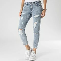 Remise 😍 Jean Skinny Femme Carmen Bleu Wash de Only 👍