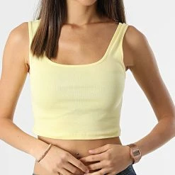 Remise 🎁 Débardeur Femme Crop Kira Jaune de Only 😍