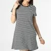 Acheter 🎁 Robe Tee 👚 Shirt Femme Pocket Stripe Noir Blanc de Only 🤩