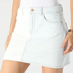 Promo 😉 Jupe Jean Femme Vega Life Blanc Bleu Wash de Only ⌛