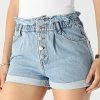 Meilleur prix ⭐ Short Jean Slim Femme Cuba Paperbag Bleu Wash de Only 🥰