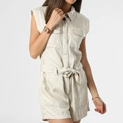 Bon marché 🔥 Combishort Jean Sans Manches Femme Kenya Life Beige de Only 🎉