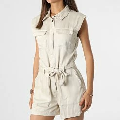 Bon marché 🔥 Combishort Jean Sans Manches Femme Kenya Life Beige de Only 🎉 -Promos Only Boutique only 318220 15226891 MOONBEAM 20220518T150430 03