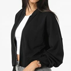 Nouveau 🌟 Veste Zippée Crop Femme Anja Noir de Only 🎉