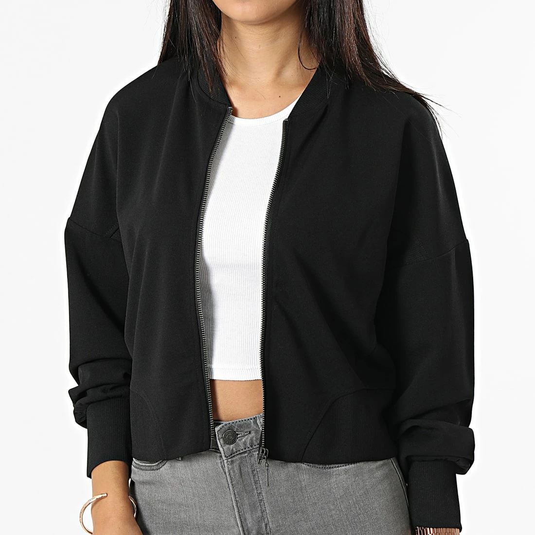 Nouveau 🌟 Veste Zippée Crop Femme Anja Noir de Only 🎉 3 Nouveau 🌟 Veste Zippée Crop Femme Anja Noir de Only 🎉 – Image 3