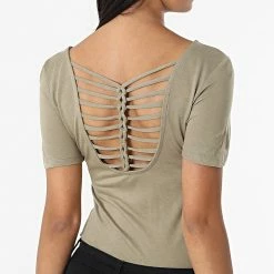 Remise 🎁 Tee 👕 Shirt Femme Carrie Vert Kaki de Only ⭐ -Promos Only Boutique only 322312 15180201 MERMAID 20220621T135845 04