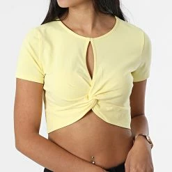 Le moins cher 🧨 Top Femme Crop Live Love Jaune de Only 👍