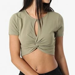 Remise 🔥 Top Femme Crop Live Love Vert Kaki de Only 👏