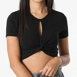 Budget 😍 Top Femme Crop Live Love Noir de Only 🎁