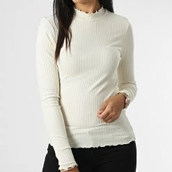 Grosses soldes 👏 Top Manches Longues Femme Fransiska Beige de Only 🔔