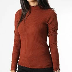 Top 10 😀 Top Manches Longues Femme Fransiska Marron de Only 💯