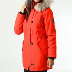 Meilleure vente 😀 Parka Fourrure Femme Liris Rouge de Only 🔥