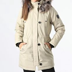 Le moins cher 😍 Parka Capuche Fourrure Femme Iris Beige de Only 🎉