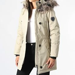 Le moins cher 😍 Parka Capuche Fourrure Femme Iris Beige de Only 🎉 -Promos Only Boutique only 326964 15213755 CROCKERY 20220719T145550 03