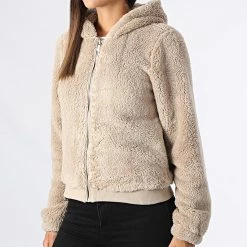 Sortie 👍 Veste Sherpa Femme Anna Beige de Only 😍 -Promos Only Boutique only 327057 15183166 HUMUS 20220719T145700 03