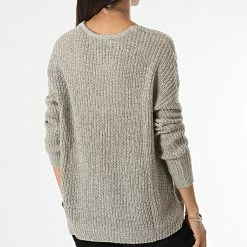 Meilleur prix 😍 Pull Femme Lenette Beige de Only 👍 -Promos Only Boutique only 330256 15208245 CEMENT W BLACK P 20220810T134625 04