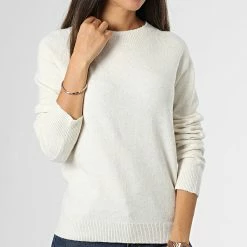 Tout neuf ✔️ Pull Femme Rica Beige de Only 🛒