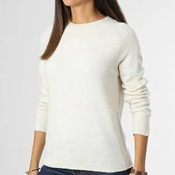 Tout neuf ✔️ Pull Femme Rica Beige de Only 🛒 -Promos Only Boutique only 331154 15204279 BIRCH W MEL 20220819T135744 03