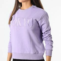 Acheter 😀 Sweat Crewneck Femme Tokyo Violet de Only 💯 -Promos Only Boutique only 331555 15221015 CHALK VIOLET 20220823T142150 03