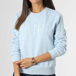 Meilleur prix 💯 Sweat Crewneck Femme Paris Bleu Ciel de Only 🌟